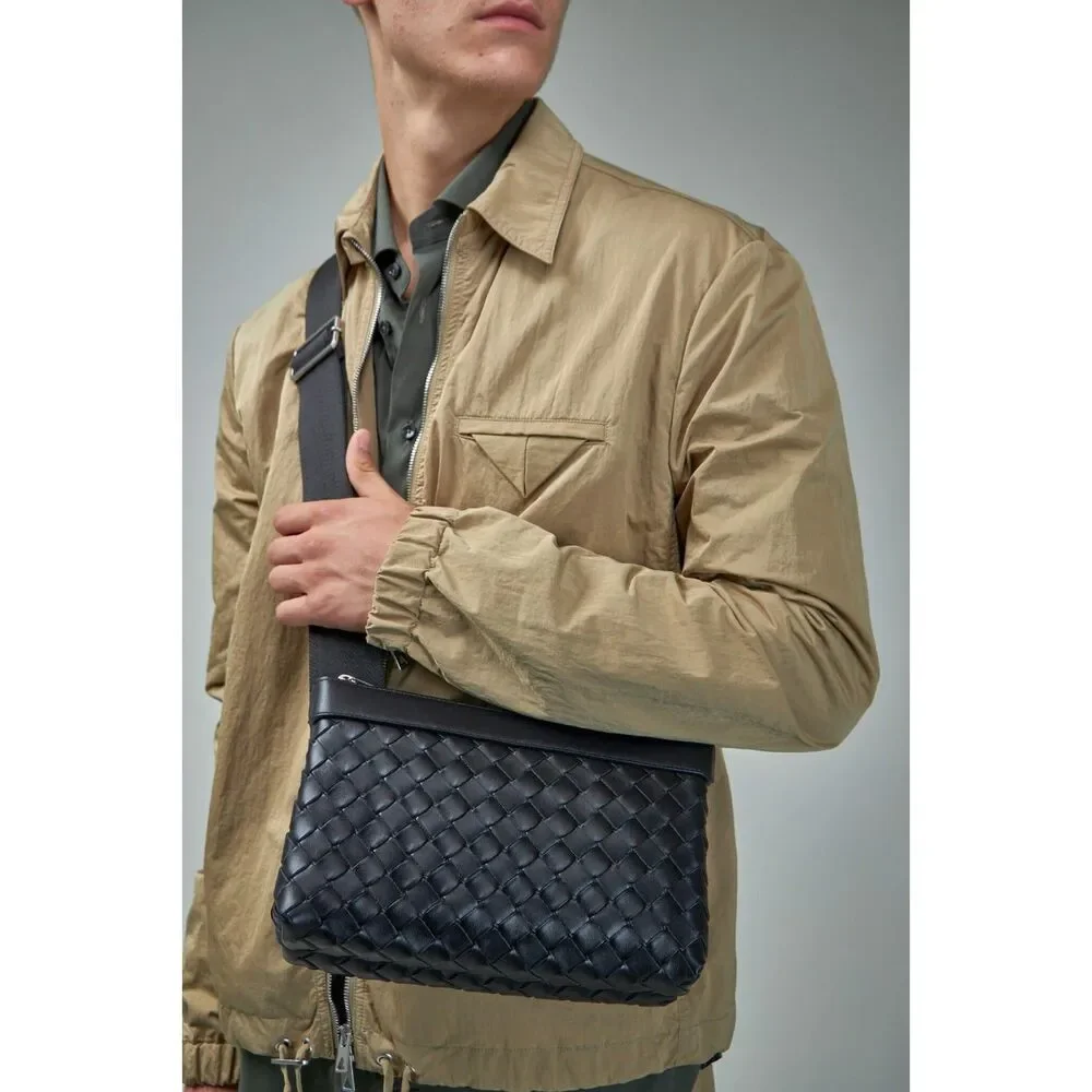 BOTTEGA VENETA Black Duo Intrecciato Leather Crossbody Bag $3100